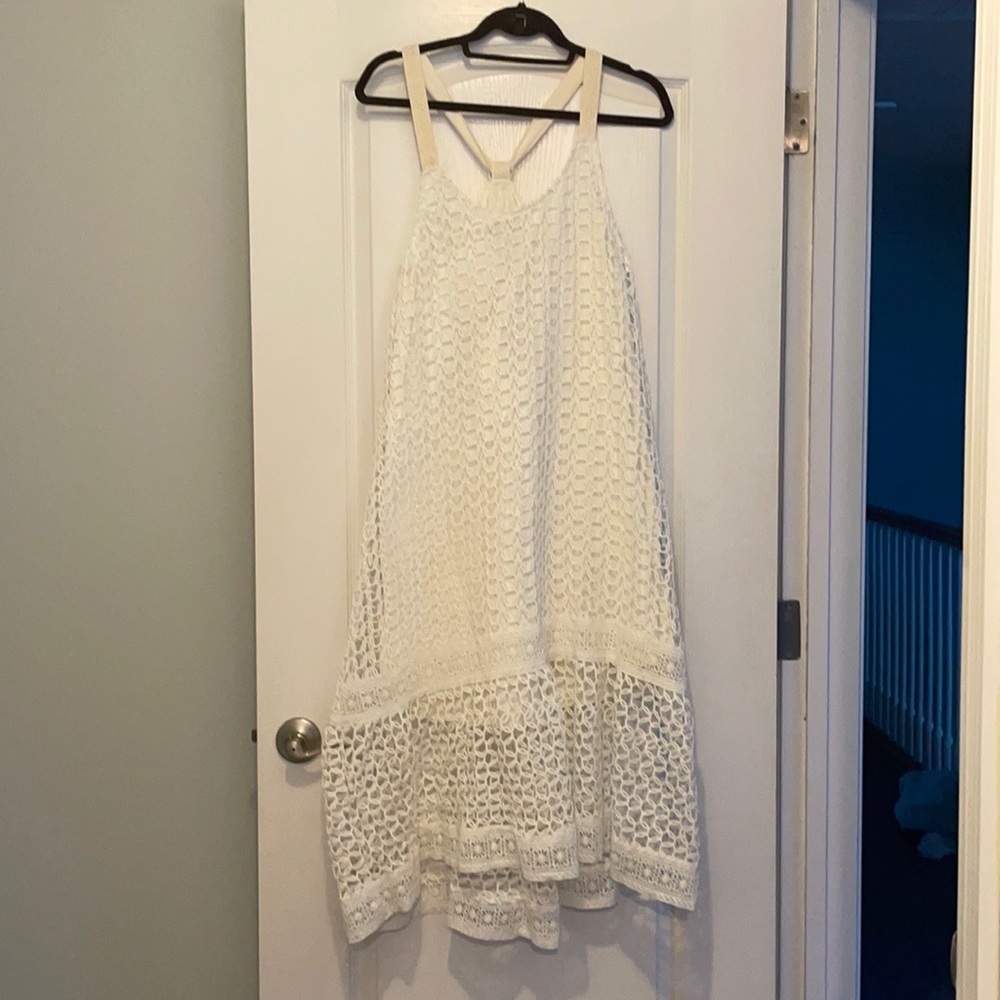 Moon River embroidered white dress- M